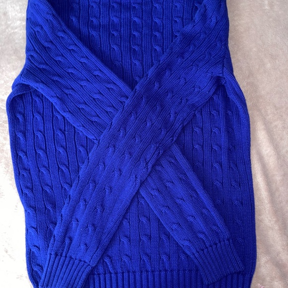 Ralph Lauren Blue V-Neck Cable Knit Sweater - Picture 3 of 5